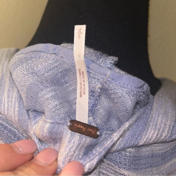 Free People Striped Blue and White Blouse - Picture 3 of 7